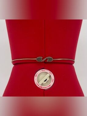 Vintage Gold Tone S Clasp Metal Adjustable Skinny Waist Belt 80s Retro